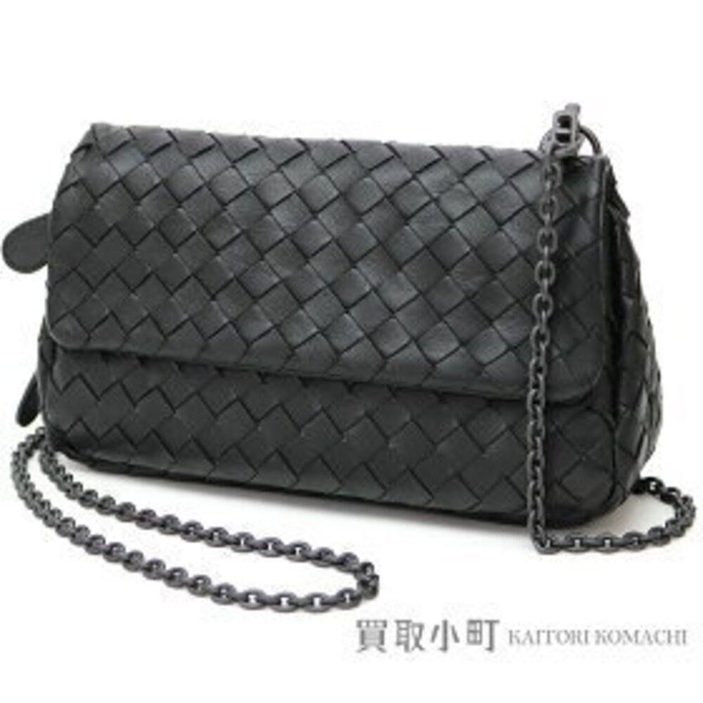 Bottega Veneta Nero Intrecciato Nappa Bag Lambskin crossbody chain shoulder